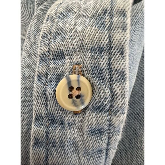 Women’s 90s vintage denim 100% cotton button up southwestern tribal embroidered - Picture 6 of 8